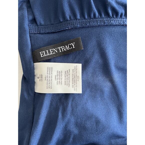 Ellen Tracy Keyhole High Neck One Piece Swimsuit Tropical Floral Size 6 Ruching - Picture 12 of 16